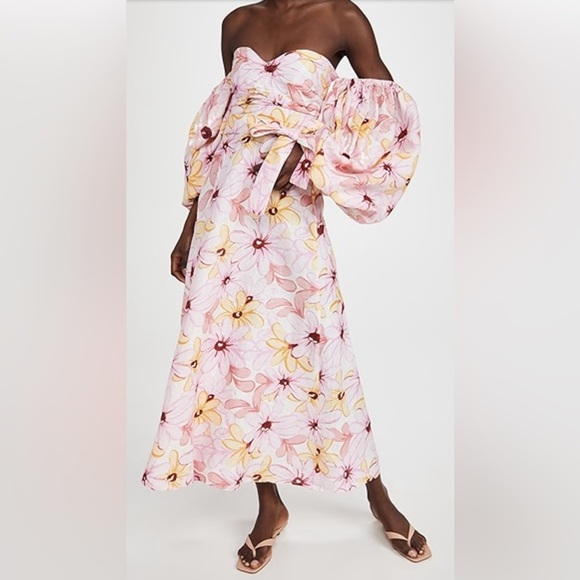 NWT Sundress Clothing Emilia Maxi Dress Floral Sequin in Riviera Linen Pink XS/S - Picture 5 of 13